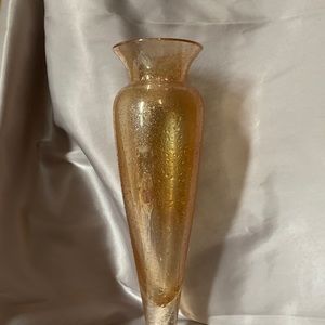 Vintage Italy Made Orange/ Gold Vase